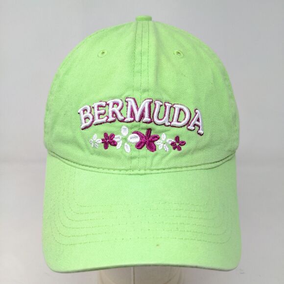 JHats Women's Strapback Hat Green Adjustable Embroidered Bermuda Logo Floral - Picture 2 of 8